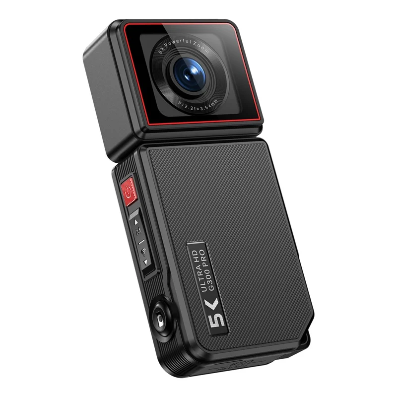G300pro 2.0 Inch Touchscreen 5K HD Action Camera Electronic Image Stabilization Sports Camera with 180 Degree Rotating Lens - Black