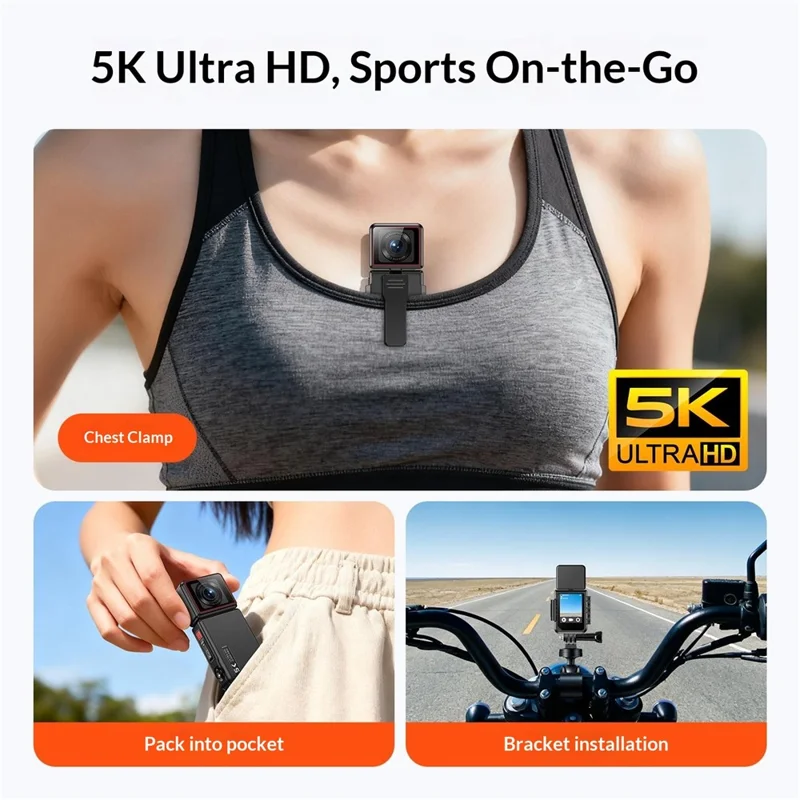 G300pro 2.0 Inch Touchscreen 5K HD Action Camera Electronic Image Stabilization Sports Camera with 180 Degree Rotating Lens - Black