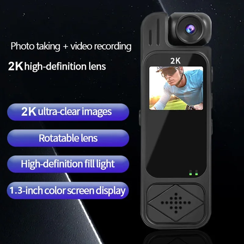 Y9 1.3 Inch TFT Screen Clip-On Cycling Camera Infrared Night Vision Video Recorder with 180 Degree Rotatable Lens - Black