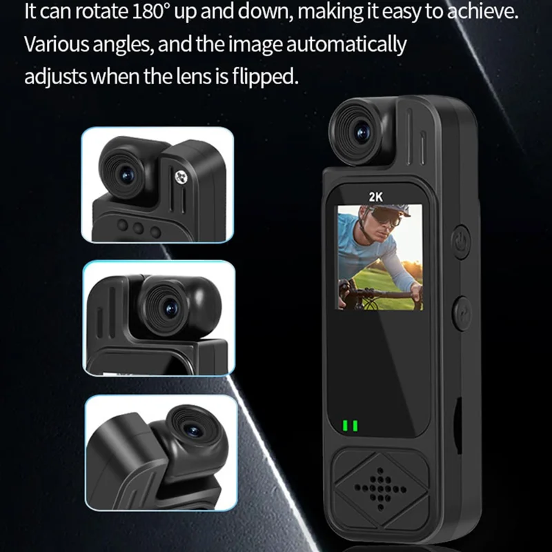 Y9 1.3 Inch TFT Screen Clip-On Cycling Camera Infrared Night Vision Video Recorder with 180 Degree Rotatable Lens - Black