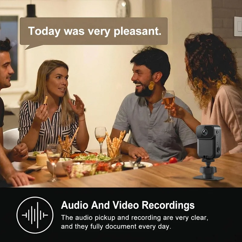 MD39 2MP Camera 1080P HD Video Recorder WiFi Hotspot Night Vision for Vlogging Security - Black