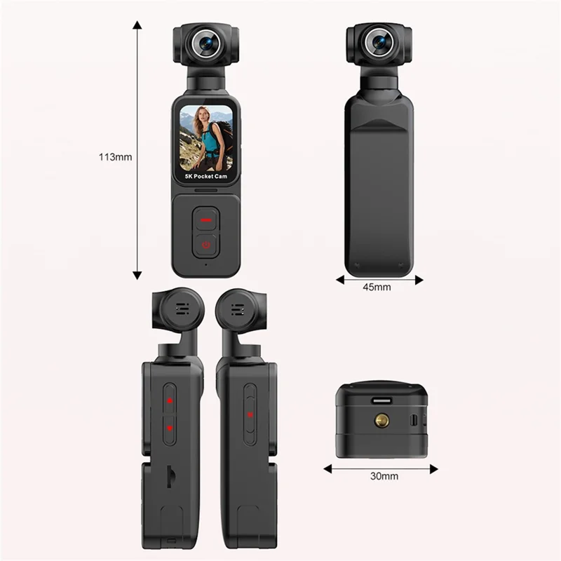K28 5K Pocket Action Camera Outdoor Cycling Handheld Face Recognition Anti-shake Touch Sports Camera 