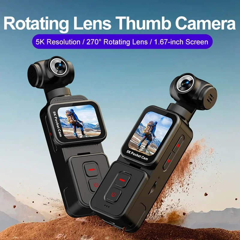 K28 5K Pocket Action Camera Outdoor Cycling Handheld Face Recognition Anti-shake Touch Sports Camera 