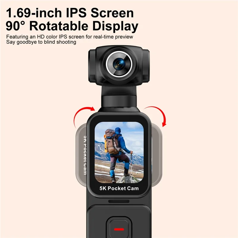 K28 5K Pocket Action Camera Outdoor Cycling Handheld Face Recognition Anti-shake Touch Sports Camera 