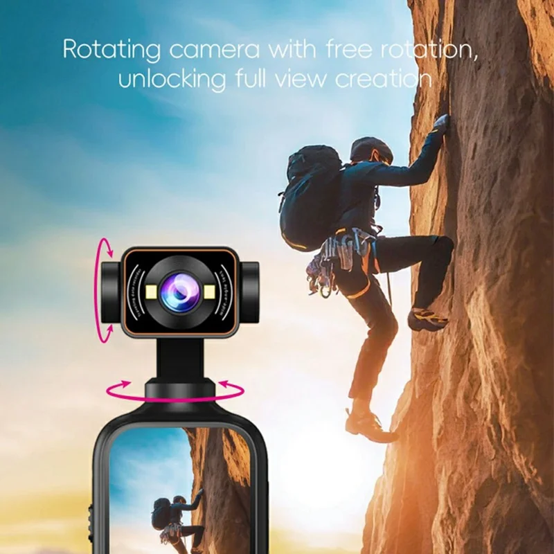 DV07 2.0 Inch Screen Pocket Action Camera 2K HD Rotating Lens Handheld Vlog Sports Camera with Built-in Fill Light