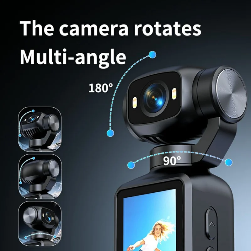LK-032 1080P Handheld Vlog Action Camera 1.97 Inch HD Screen Sports Recording Camera with Rotatable Lens - Black