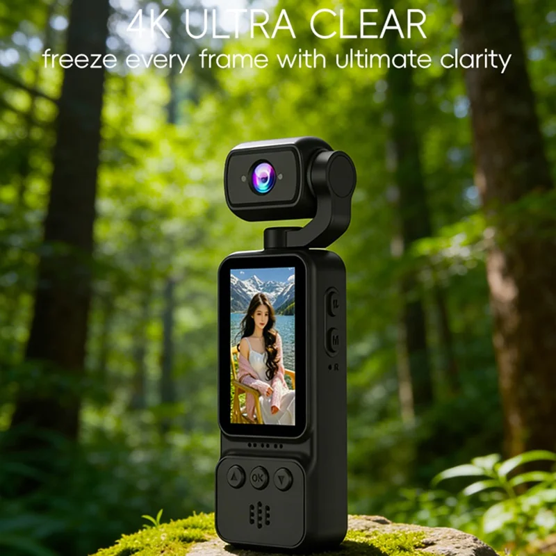 DV08 4K Recording Handheld Action Camera 1.97 Inch Screen HD Vlog Camcorder for Cycling Sports - Black
