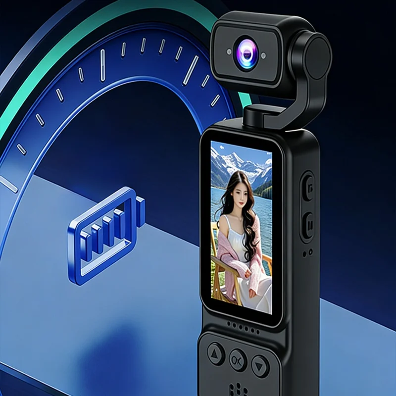 DV08 4K Recording Handheld Action Camera 1.97 Inch Screen HD Vlog Camcorder for Cycling Sports - Black