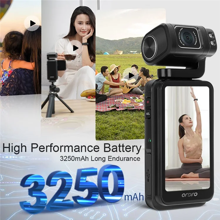 ORDRO M3 3.5 Inch HD Screen Camcorder 180-Degree Flip Portable Pocket DV Camera Support IR Night Vision
