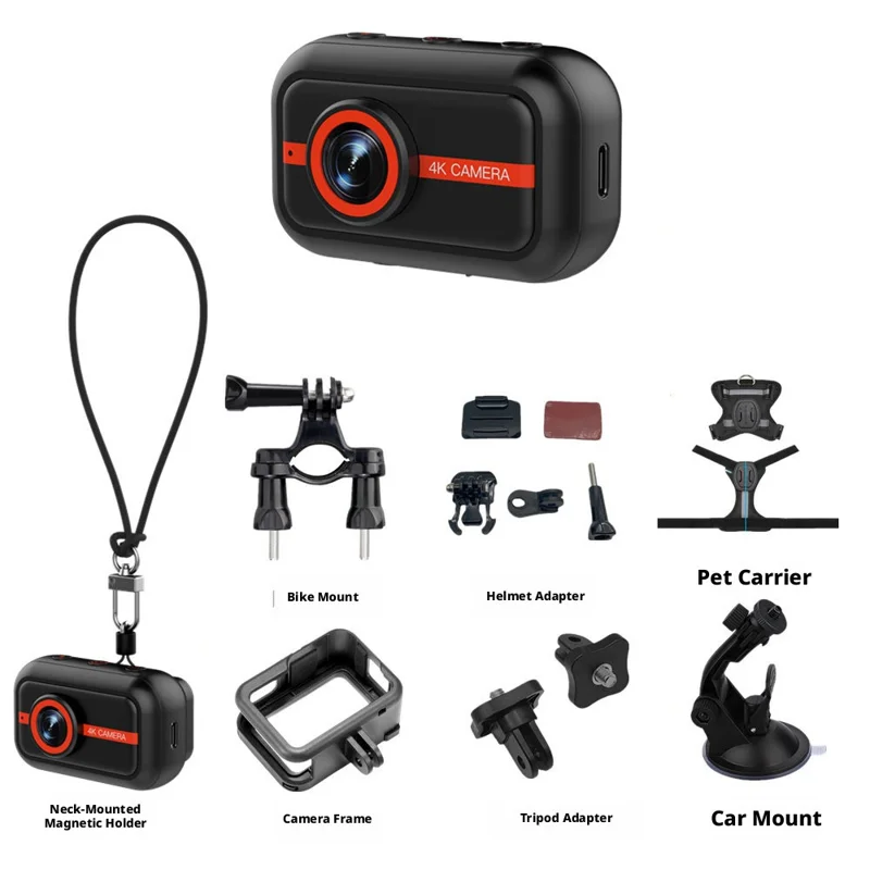 LK2317 4K Action Camera with 32GB Card & Card Reader EIS Stabilization Magnetic Pet Cycling Sports Camera with Full Accessories - Black