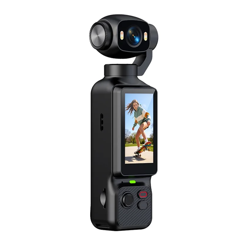 LK-033 1.97 Inch Action Camera 4K Handheld Vlog Video Recorder 180 Degree Flip Screen Sports Camera with Charging Case - Black