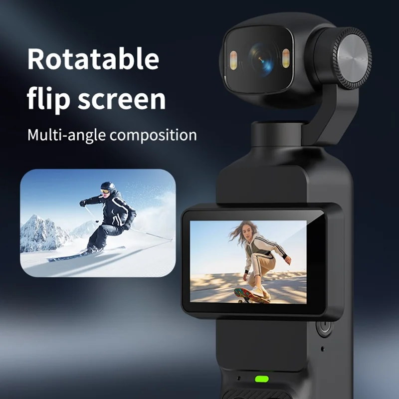 LK-033 1.97 Inch Action Camera 4K Handheld Vlog Video Recorder 180 Degree Flip Screen Sports Camera with Charging Case - Black