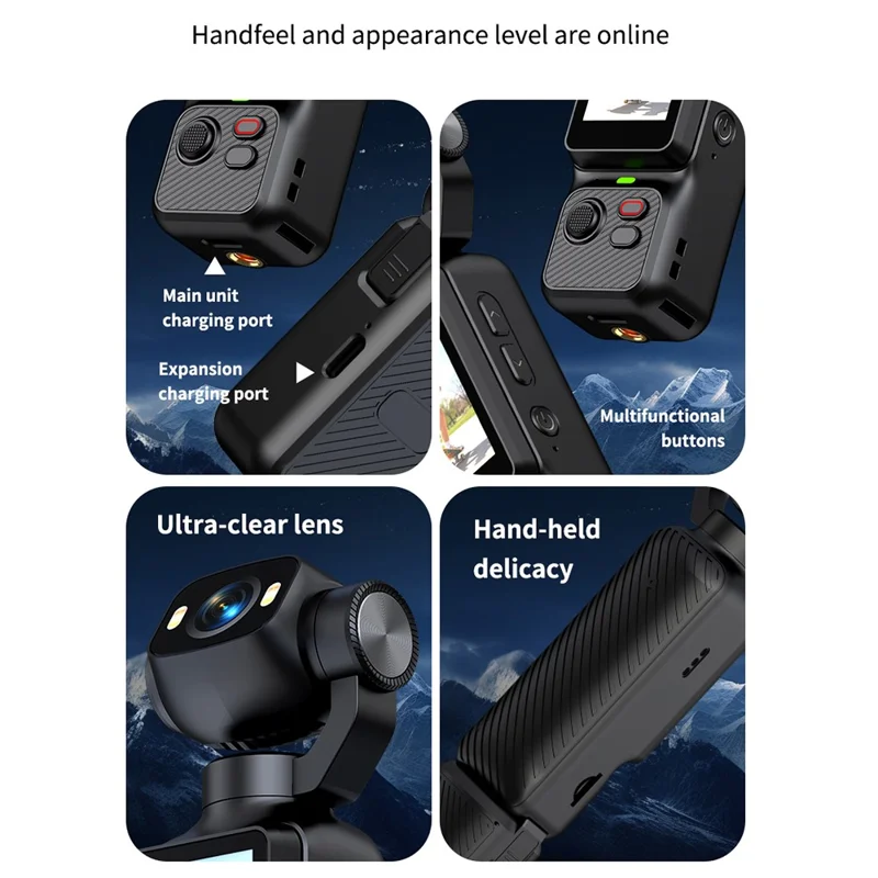 LK-033 1.97 Inch Action Camera 4K Handheld Vlog Video Recorder 180 Degree Flip Screen Sports Camera with Charging Case - Black