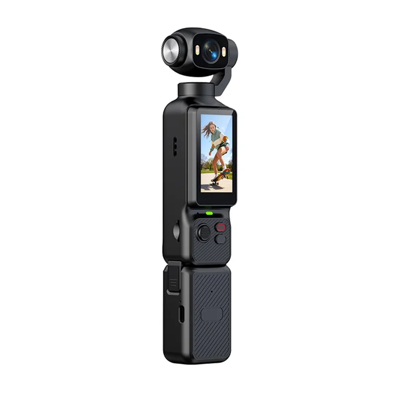 LK-033 1.97 Inch Action Camera 4K Handheld Vlog Video Recorder 180 Degree Flip Screen Sports Camera with Charging Case - Black