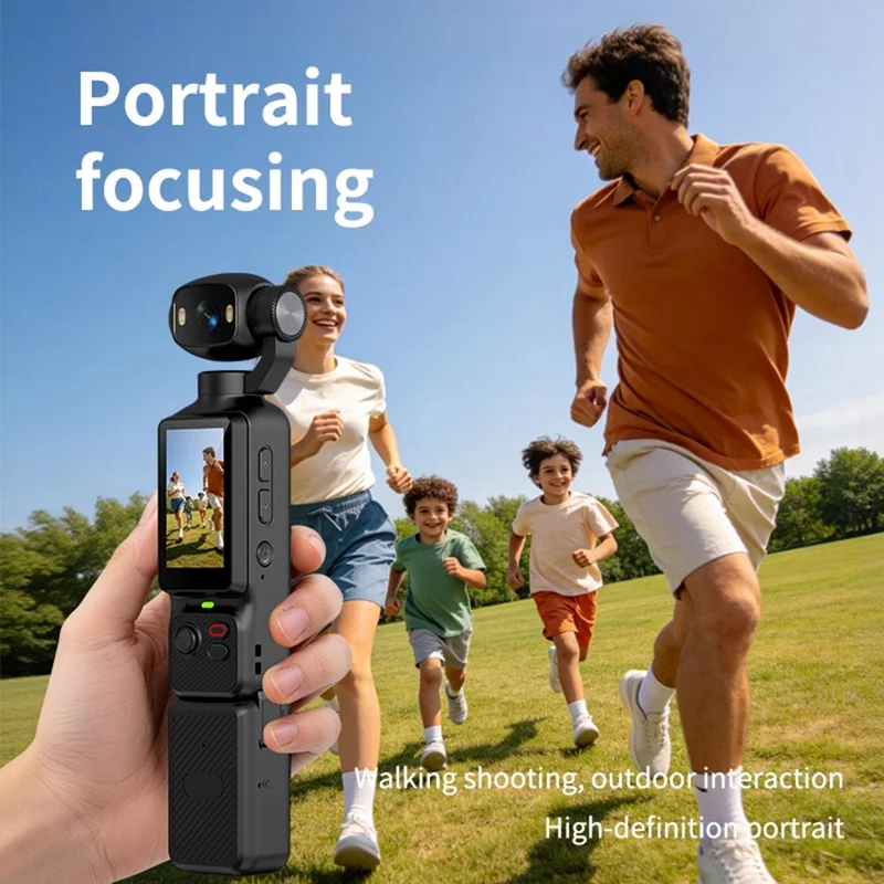 LK-033 1.97 Inch Action Camera 4K Handheld Vlog Video Recorder 180 Degree Flip Screen Sports Camera with Charging Case - Black
