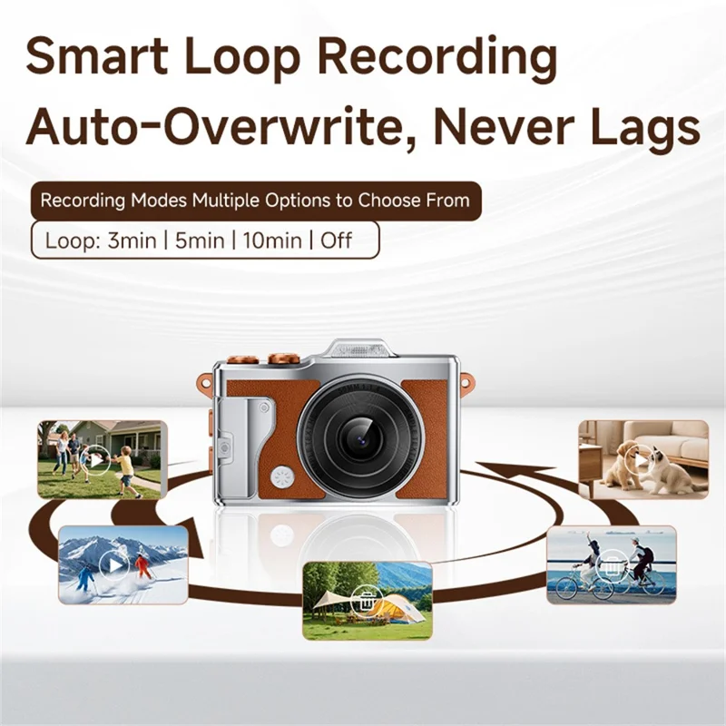 T5 Mini 4K Thumb Camera 1.47 Inch TFT Screen Vintage Digital Camera with LED Flashlight for Photography - Black
