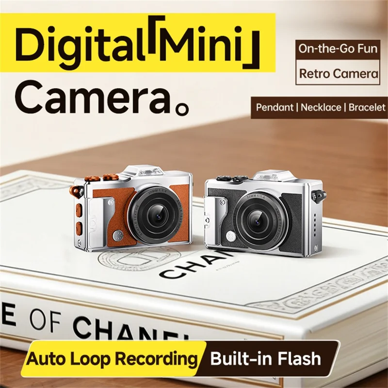 T5 Mini 4K Thumb Camera 1.47 Inch TFT Screen Vintage Digital Camera with LED Flashlight for Photography - Black