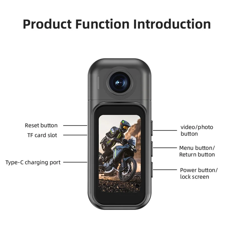 H91 4K Mini Action Camera WiFi a Mani Libere Indossabile con Schermo Touch IPS (Versione Base) - Nero