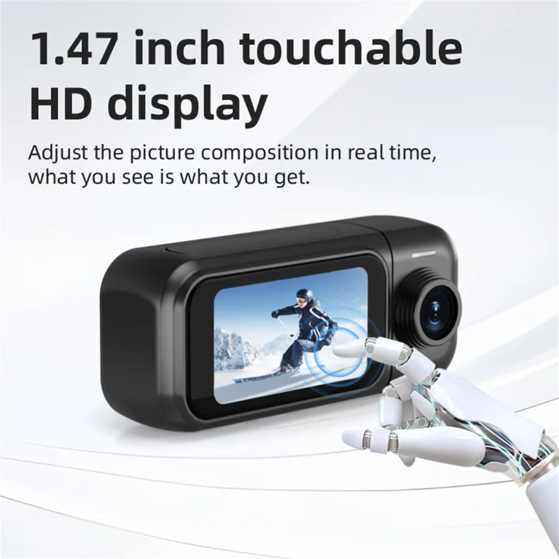 H91 4K Mini Action Camera WiFi a Mani Libere Indossabile con Schermo Touch IPS (Versione Base) - Nero