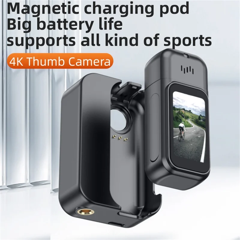 H91 4K Mini Action Camera WiFi Hands-Free Wearable Thumb Sports DV con Touch IPS Screen (Edizione Standard) - Nero
