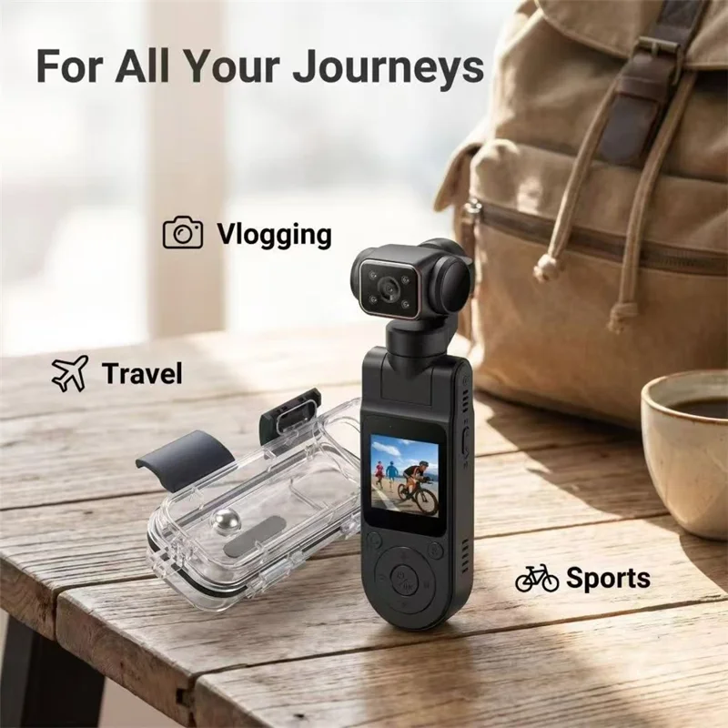 X20 Portable Action Camera 2K HD Recording 1.5 Inch IPS Screen 360 Degree Rotation Waterproof for Vlog Cycling - Black
