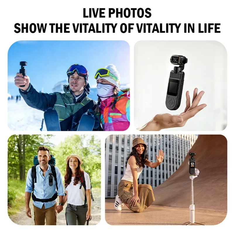 X20 Portable Action Camera 2K HD Recording 1.5 Inch IPS Screen 360 Degree Rotation Waterproof for Vlog Cycling - Black