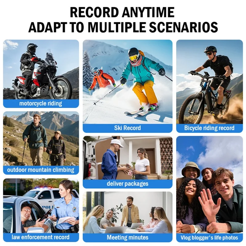 X20 Portable Action Camera 2K HD Recording 1.5 Inch IPS Screen 360 Degree Rotation Waterproof for Vlog Cycling - Black