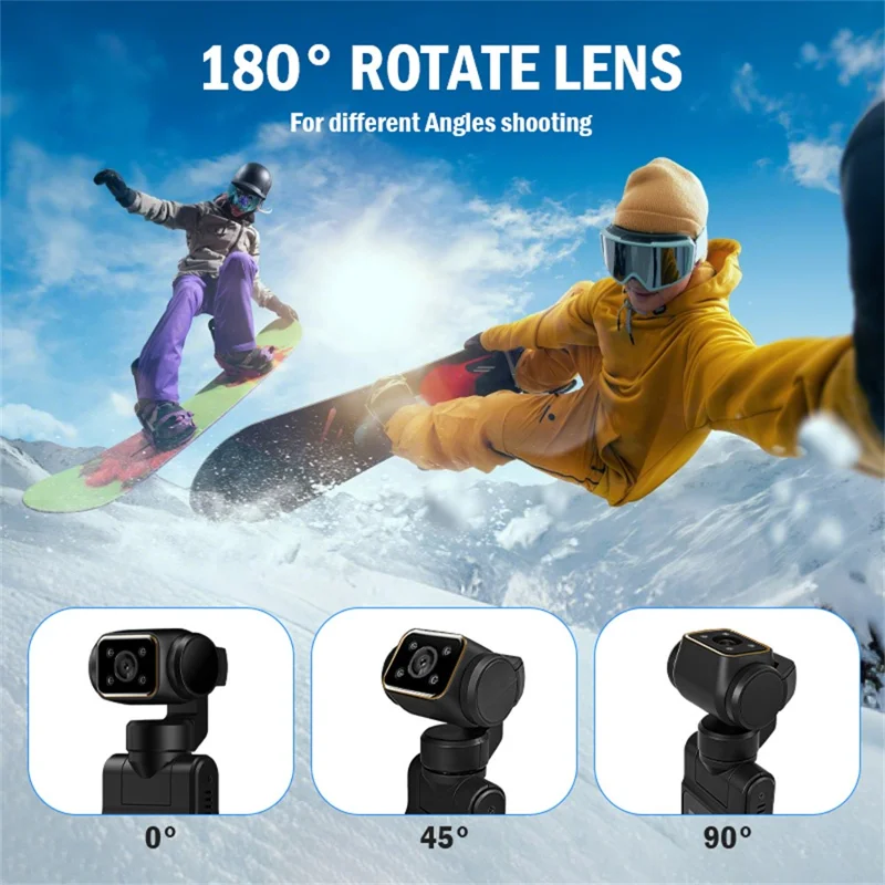 X20 Portable Action Camera 2K HD Recording 1.5 Inch IPS Screen 360 Degree Rotation Waterproof for Vlog Cycling - Black