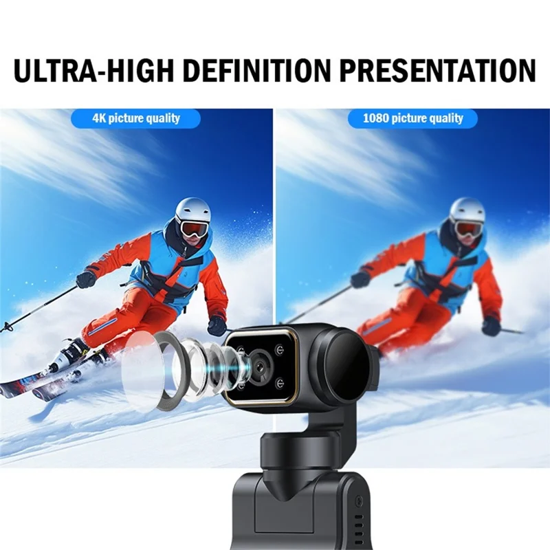 X20 Portable Action Camera 2K HD Recording 1.5 Inch IPS Screen 360 Degree Rotation Waterproof for Vlog Cycling - Black