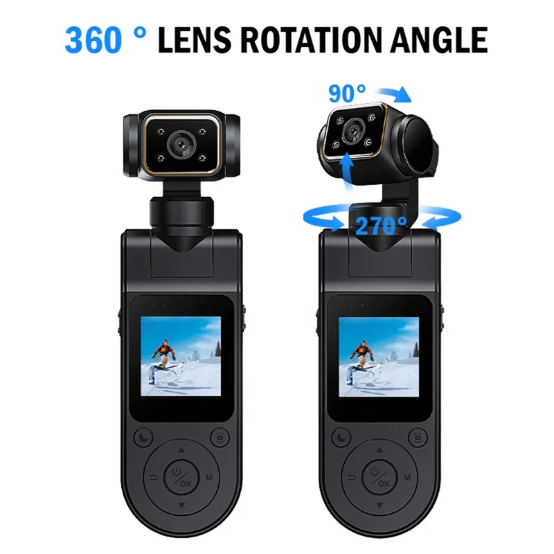 X20 Portable Action Camera 2K HD Recording 1.5 Inch IPS Screen 360 Degree Rotation Waterproof for Vlog Cycling - Black