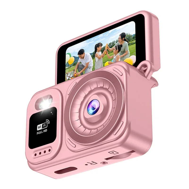 M5 Mini Camera 1.47 Inch Flip Screen Built-in Flash WiFi Full HD Portable Digital Camera for Kids - Pink