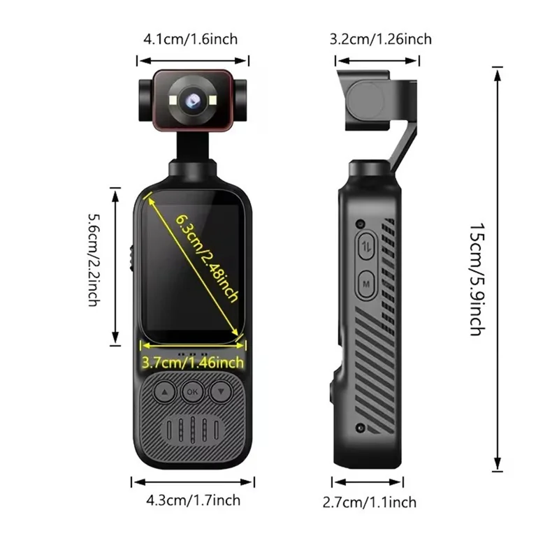 M7 Mini Thumb Camera 4K Ultra HD 270 Degree Rotation WiFi EIS Camcorder for Pet Vlogging Cycling