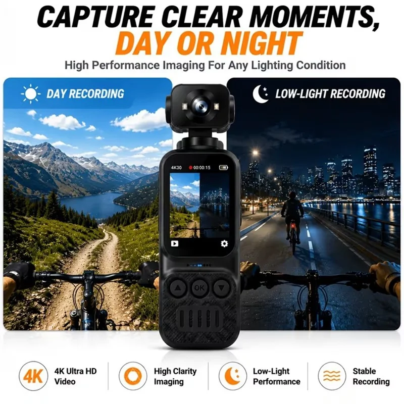 M7 Mini Thumb Camera 4K Ultra HD 270 Degree Rotation WiFi EIS Camcorder for Pet Vlogging Cycling
