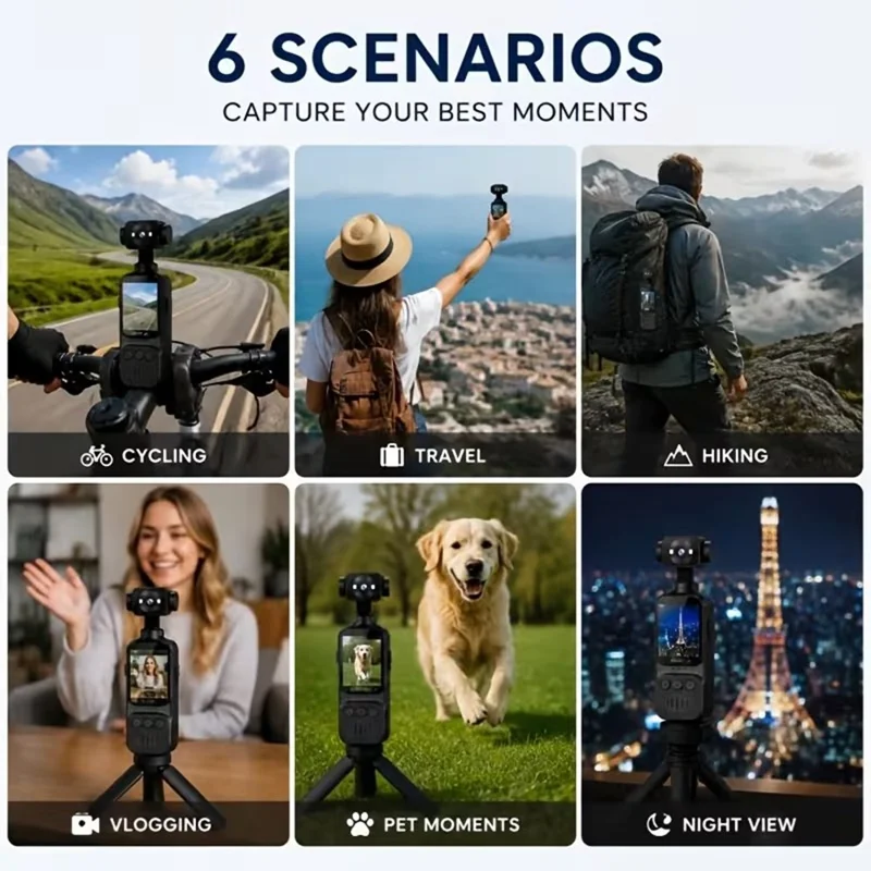 M7 Mini Thumb Camera 4K Ultra HD 270 Degree Rotation WiFi EIS Camcorder for Pet Vlogging Cycling