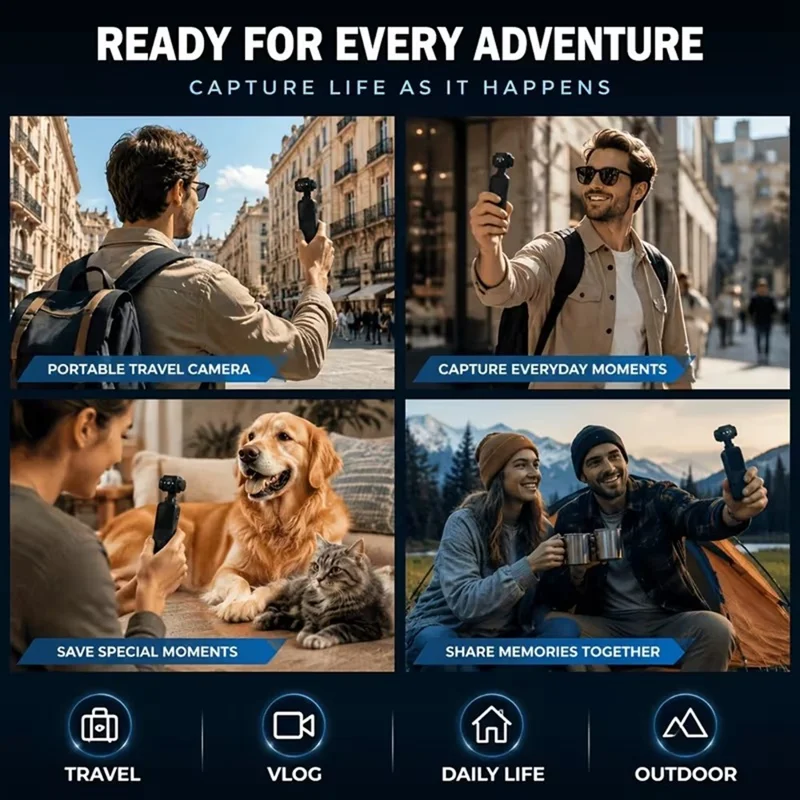 M7 Mini Thumb Camera 4K Ultra HD 270 Degree Rotation WiFi EIS Camcorder for Pet Vlogging Cycling