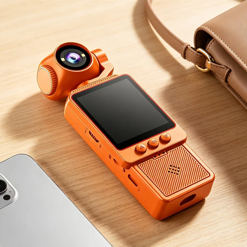 DV09 Pocket Camera 4K Ultra HD Roterende Lens WiFi Clip-on Videorecorder voor Vlogging Fietsen Reizen - Oranje