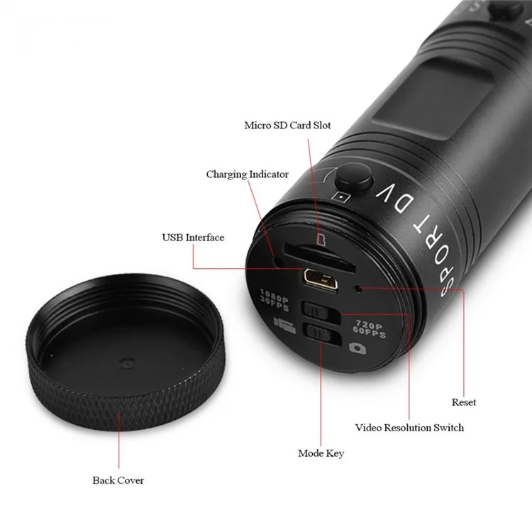 Cámara de acción deportiva H42A 1080P HD para bicicleta, motocicleta, casco Cámara DV Camcorder para actividades al aire libre