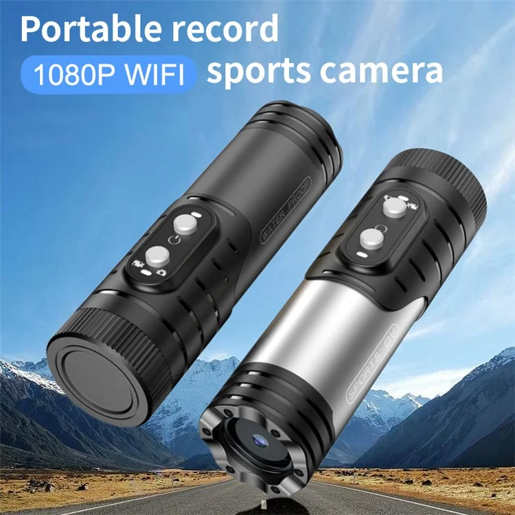 H68A Bike Motorcycle Helmet Camera HD 1080P WiFi Flashlight Camera Waterproof Sports DV Camera - Black