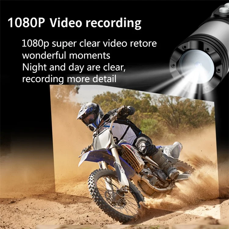 H68A Bike Motorcycle Helmet Camera HD 1080P WiFi Flashlight Camera Waterproof Sports DV Camera - Black