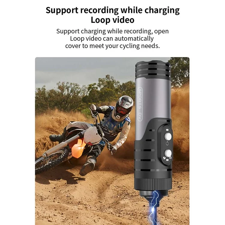 H68A Bike Motorcycle Helmet Camera HD 1080P WiFi Flashlight Camera Waterproof Sports DV Camera - Black