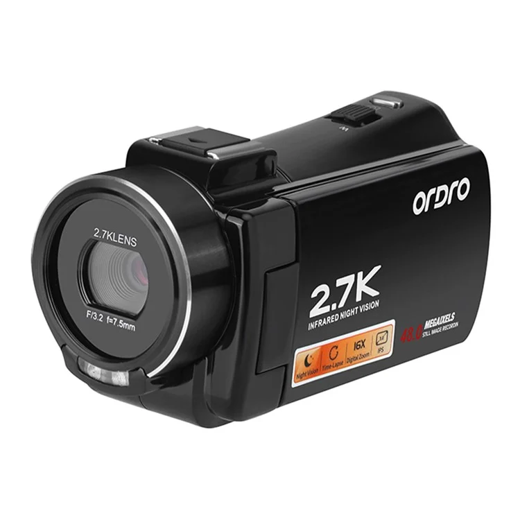 ORDRO V17 Nachtsicht-Kamera mit 3,0-Zoll-Touchscreen, 16-fachem Zoom und 2,7K-HD-Digitalvideoaufnahme