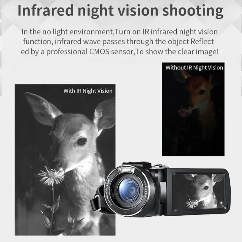 ORDRO Z20 3.0-inch 1080P HD Video Camera DV Infrared Night Vision Digital Camcorder - US Plug
