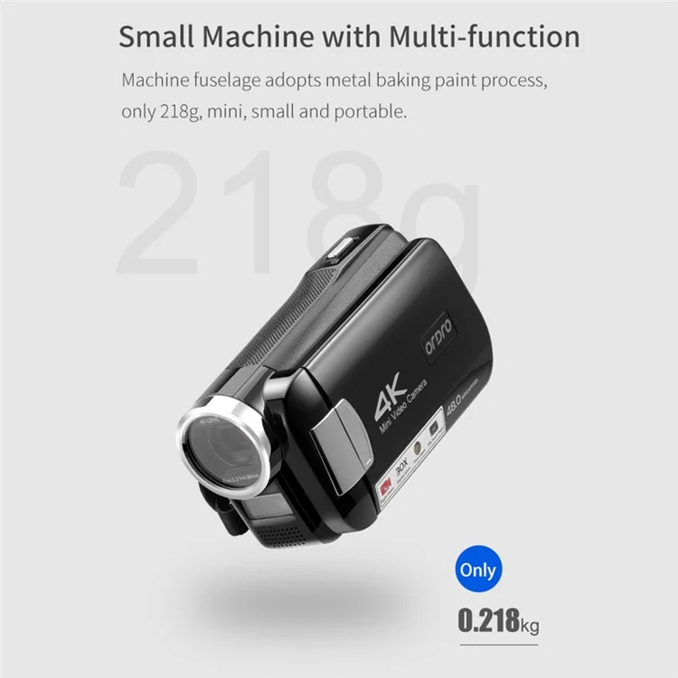 ORDRO AC2 30X Smart Zoom 4K 3.0-Zoll-HD-Touchscreen-Nachtvisionsvideokamera - EU-Stecker