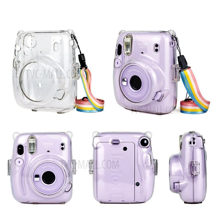 Transparent PC Camera Case with Adjustable Shoulder Strap for Fujifilm Instax Mini 11