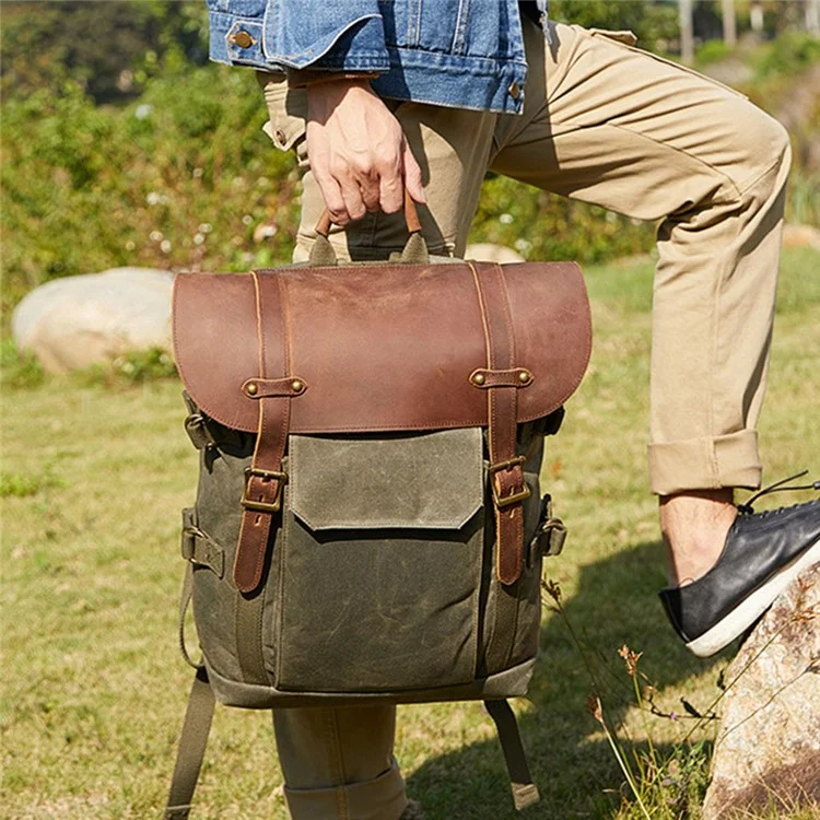 3033 Outdoor-Reisefotografie-Tasche Stativtragetasche aus gewachstem Segeltuch für 15-Zoll-Laptop - Dunkelgrau