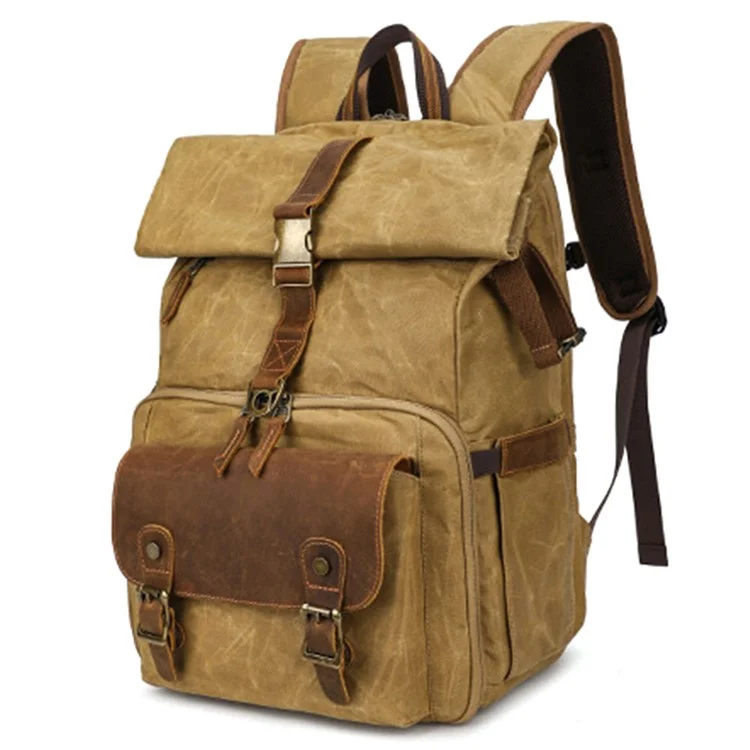 Sac à dos K-822 Sac de voyage imperméable pour le camping et la randonnée en toile - Jaune