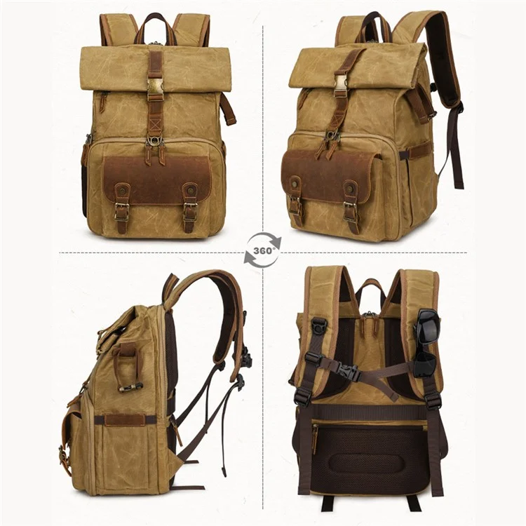 Sac à dos K-822 Sac de voyage imperméable pour le camping et la randonnée en toile - Jaune