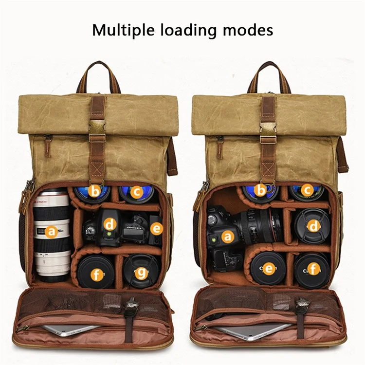 Sac à dos K-822 Sac de voyage imperméable pour le camping et la randonnée en toile - Jaune