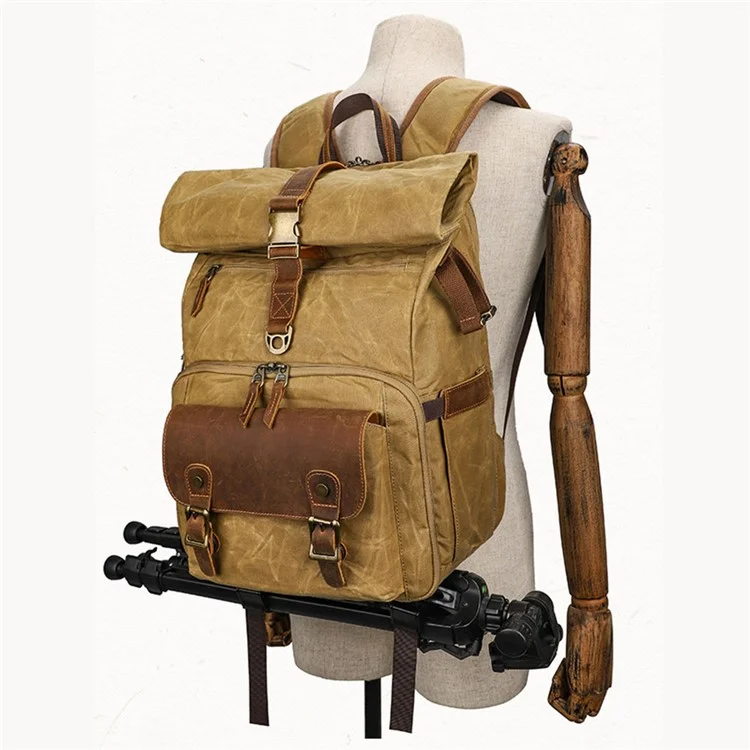 Sac à dos K-822 Sac de voyage imperméable pour le camping et la randonnée en toile - Jaune