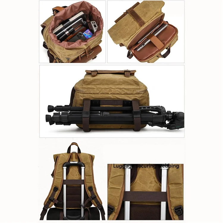 Sac à dos K-822 Sac de voyage imperméable pour le camping et la randonnée en toile - Jaune